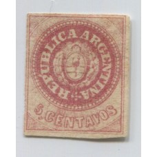 ARGENTINA 1862 GJ 12b ESCUDITO DE PLANCHA SEMIGASTADA ESTAMPILLA DE PERFECTA CONDICION NUEVA CON VARIEDAD ACENTO ENTRE LA P Y LA U, RARISIMA U$ 300